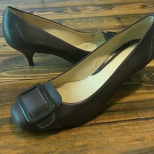 Cole Haan brown square toe buckle pumps size 6.5